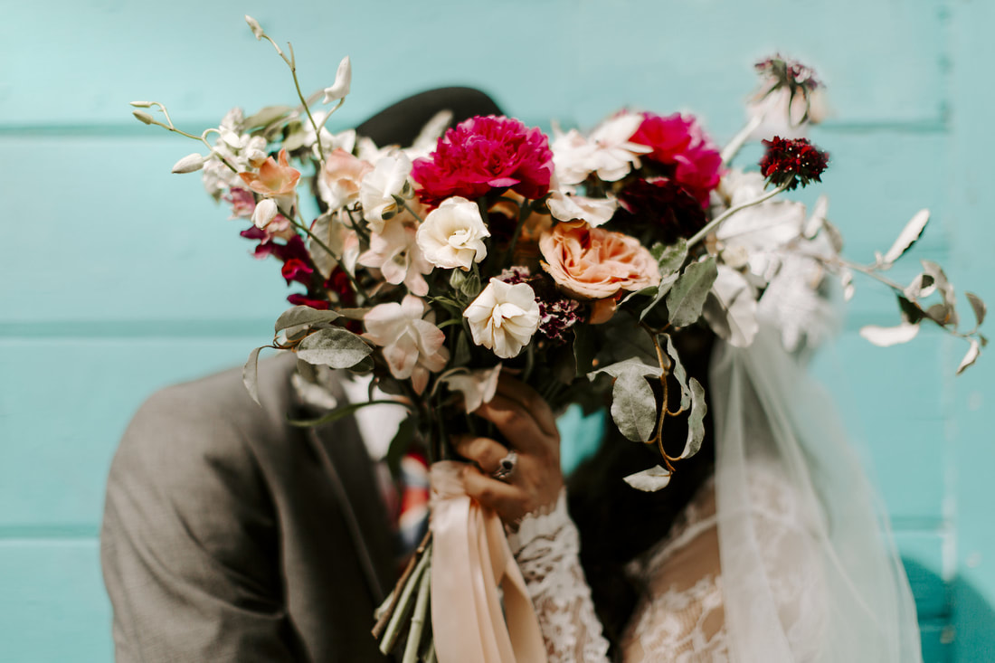 Vintage Colorful Flower Shop Elopement San Francisco Bay Area California Wedding Engagement Photographer